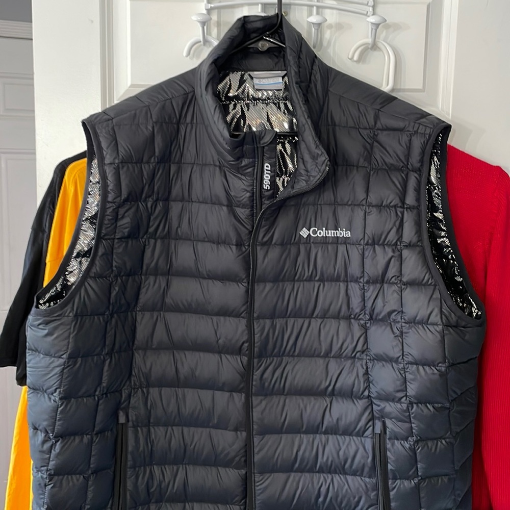 Mens Black Columbia 590TD Turbo Down Vest 2XL XXL